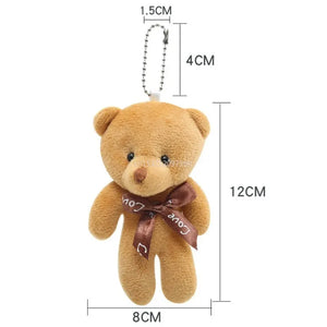 12cm One Tie Plush Keychain Tie Plush Toy Teddy Bear Doll Kawaii Keychain Pendant Keychain Cotton Soft Stuffed Bears Toy Gifts