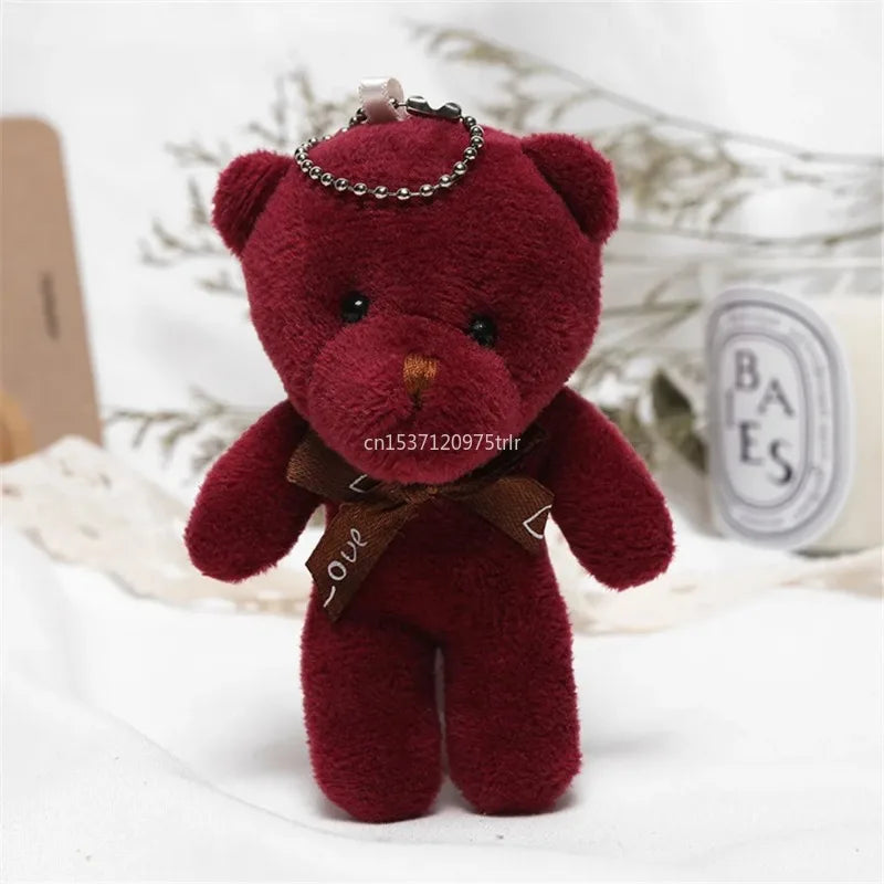 12cm One Tie Plush Keychain Tie Plush Toy Teddy Bear Doll Kawaii Keychain Pendant Keychain Cotton Soft Stuffed Bears Toy Gifts