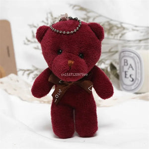 12cm One Tie Plush Keychain Tie Plush Toy Teddy Bear Doll Kawaii Keychain Pendant Keychain Cotton Soft Stuffed Bears Toy Gifts