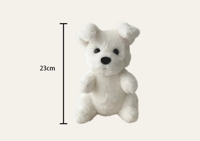 23cm White Doggy Plush Toy Soft Stuffed Doll Fluffy Cuddle Dog Plushie Doll Toy High-Grade Kids Gift Room Decor