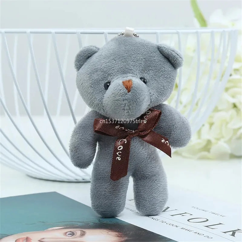 12cm One Tie Plush Keychain Tie Plush Toy Teddy Bear Doll Kawaii Keychain Pendant Keychain Cotton Soft Stuffed Bears Toy Gifts