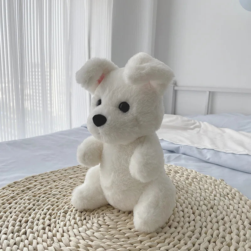 23cm White Doggy Plush Toy Soft Stuffed Doll Fluffy Cuddle Dog Plushie Doll Toy High-Grade Kids Gift Room Decor