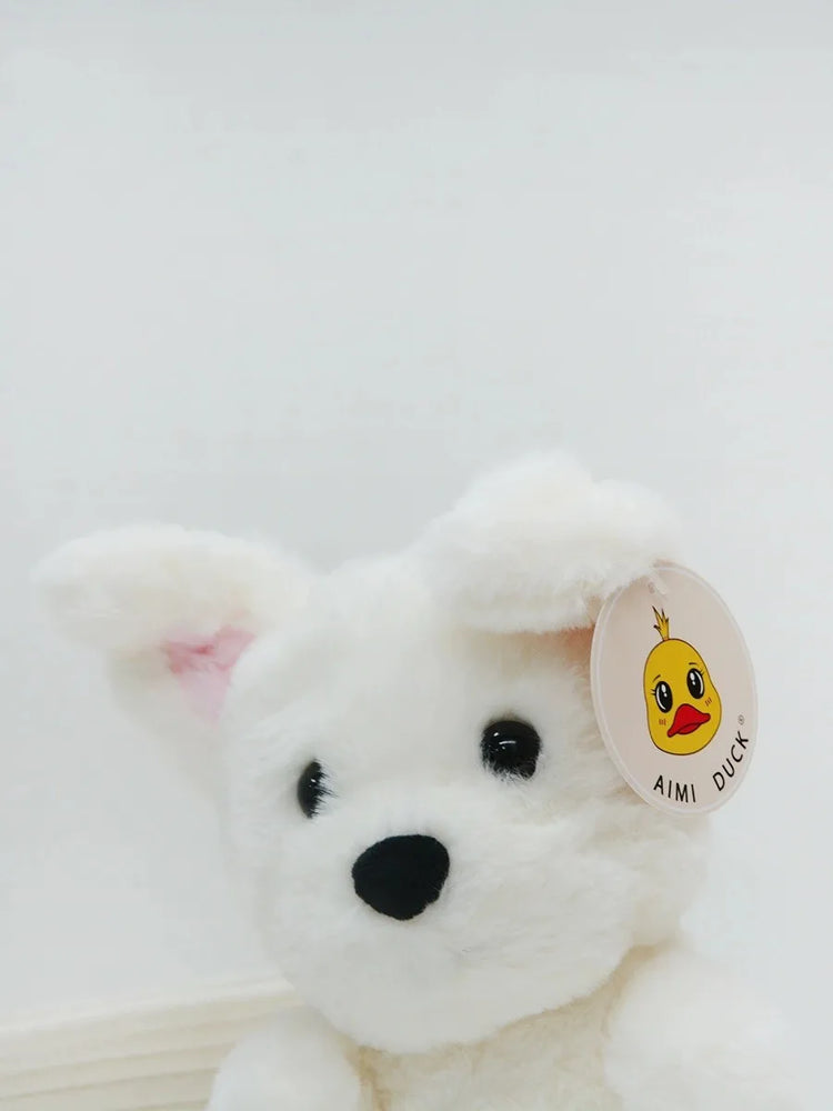 23cm White Doggy Plush Toy Soft Stuffed Doll Fluffy Cuddle Dog Plushie Doll Toy High-Grade Kids Gift Room Decor