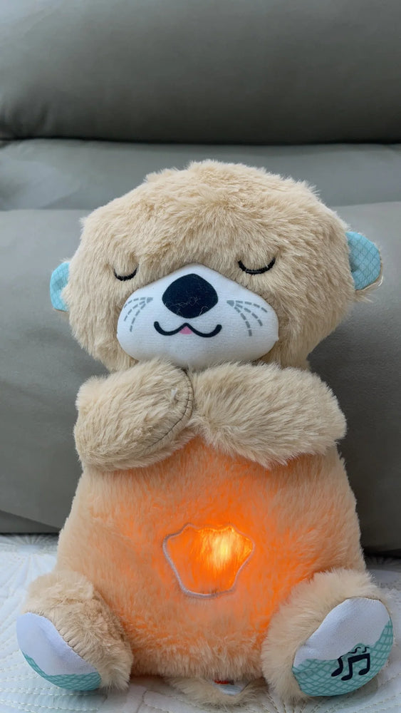 Baby Breath Baby Bear Soothes Otter Plush Toy Doll Toy Child Soothing Music Sleep Companion Sound And Light Doll Toy Gifts