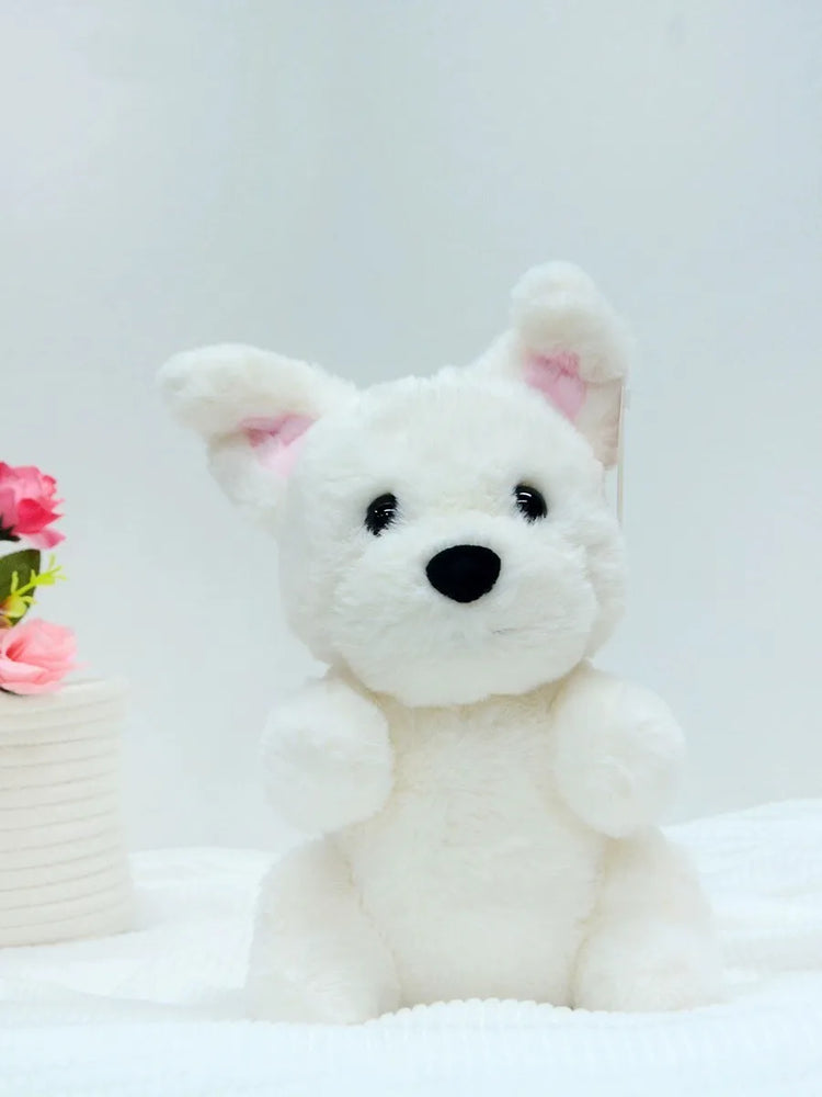 23cm White Doggy Plush Toy Soft Stuffed Doll Fluffy Cuddle Dog Plushie Doll Toy High-Grade Kids Gift Room Decor