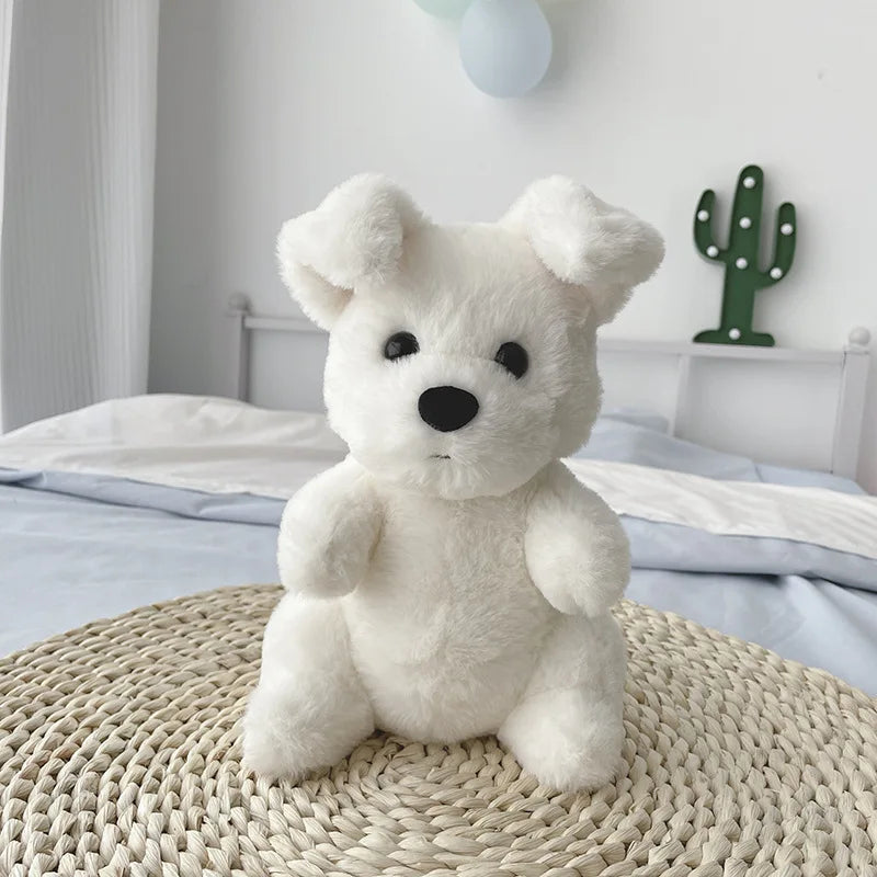 23cm White Doggy Plush Toy Soft Stuffed Doll Fluffy Cuddle Dog Plushie Doll Toy High-Grade Kids Gift Room Decor