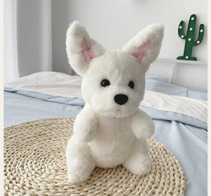 23cm White Doggy Plush Toy Soft Stuffed Doll Fluffy Cuddle Dog Plushie Doll Toy High-Grade Kids Gift Room Decor