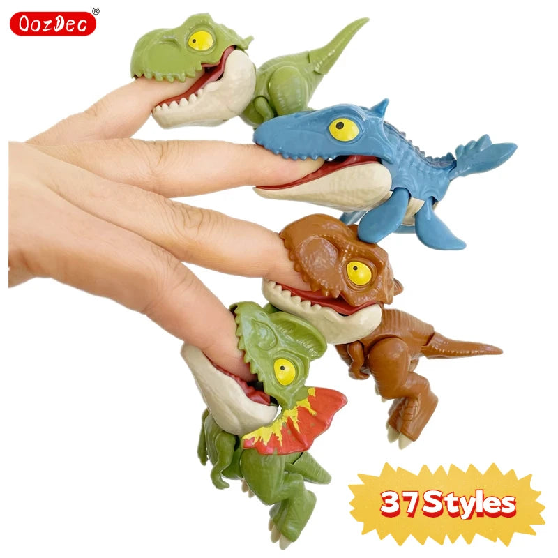 Jurassic Dinosaur Dino Animal Figure Model Park Toy Biting Hand Tricky Elephant Chameleon Hippo Mosasaurus Finger for Boys Gift