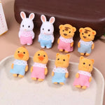 2PCS Kids Toys Rabbit Simulation Forest Animal Doll Tiger Duck Mini Forest Doll Figure Cat Model Mini Flocking Doll Girl