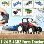 2.4G RC Farm Tractors Car 1/24 Radio Controlled Cars and Trucks with Light Simulated Engineering Truck Model Toys for Children