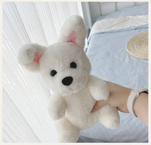 23cm White Doggy Plush Toy Soft Stuffed Doll Fluffy Cuddle Dog Plushie Doll Toy High-Grade Kids Gift Room Decor