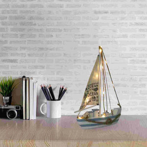 Ocean Decorations Water Table Toy Sailboat Wooden Ornament Model White Office Seaside