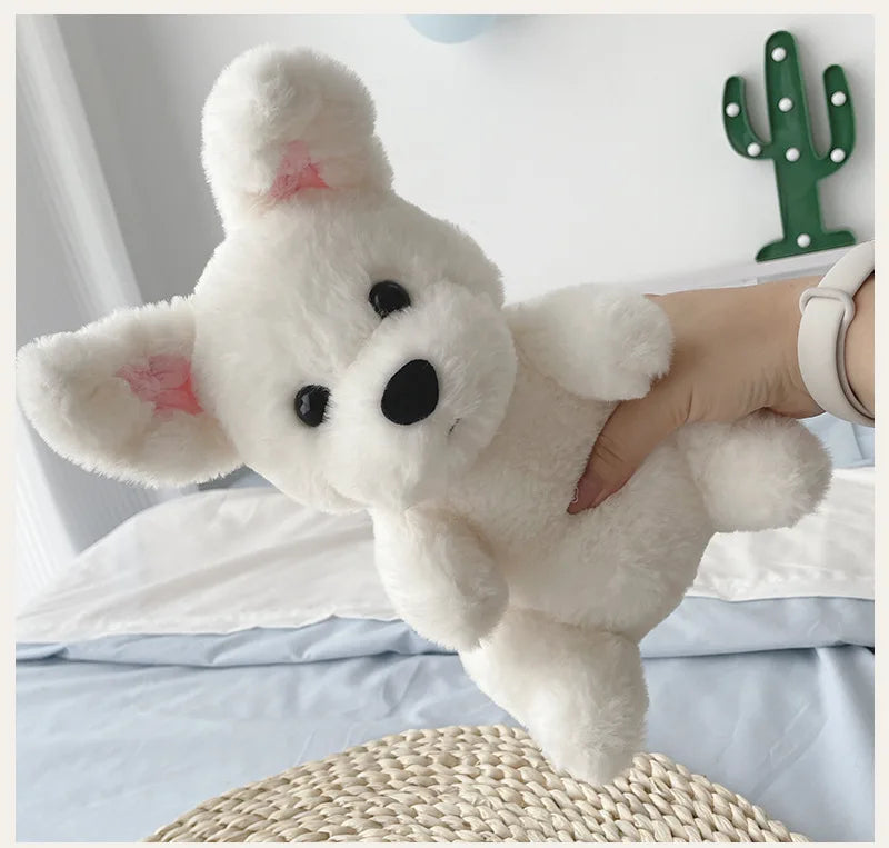 23cm White Doggy Plush Toy Soft Stuffed Doll Fluffy Cuddle Dog Plushie Doll Toy High-Grade Kids Gift Room Decor